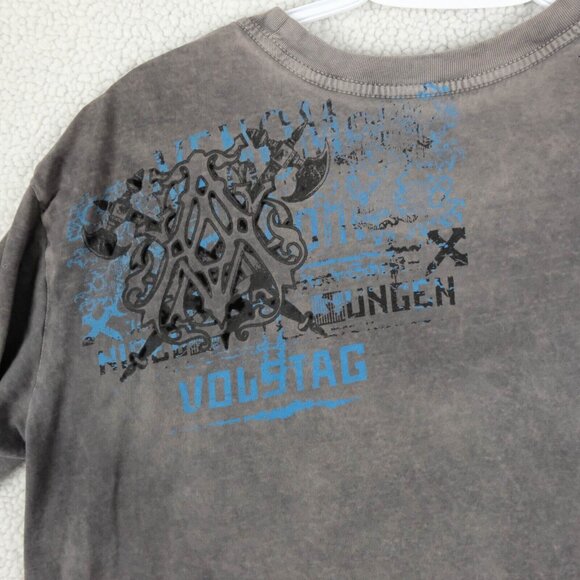 Archaic T Shirt Mens Large Gray Blue Gothic Crew Retro 90S Short Sleeve - Picture 5 of 10